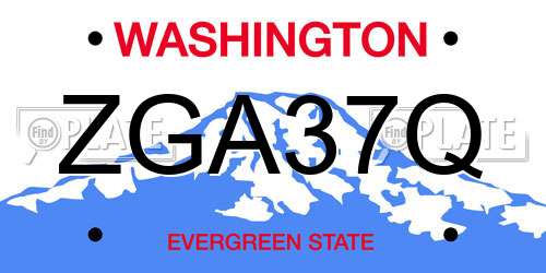 ZGA37Q Washington License Plate