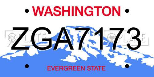ZGA7173 Washington License Plate