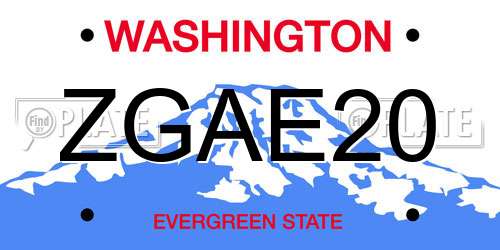 ZGAE20 Washington License Plate