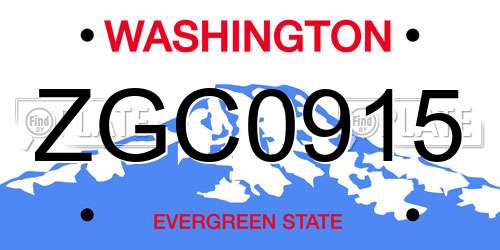 ZGC0915 Washington License Plate