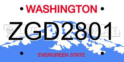 ZGD2801 Washington License Plate