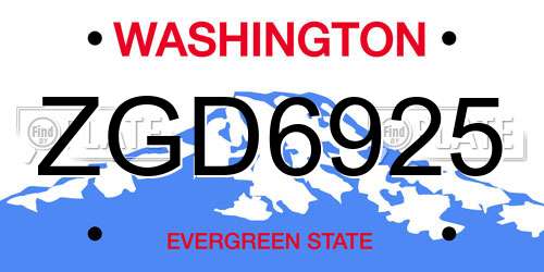 ZGD6925 Washington License Plate