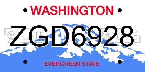 ZGD6928 Washington License Plate