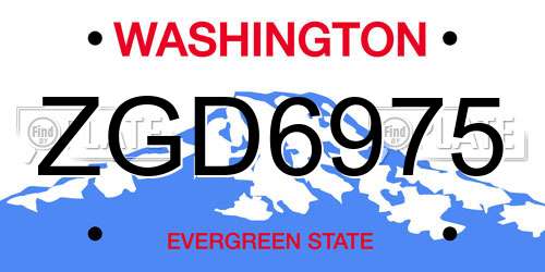 ZGD6975 Washington License Plate