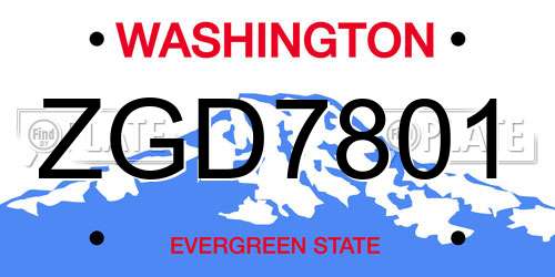 ZGD7801 Washington License Plate