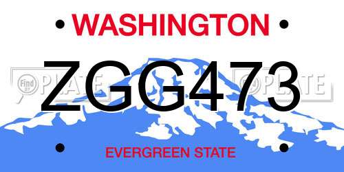 ZGG473 Washington License Plate