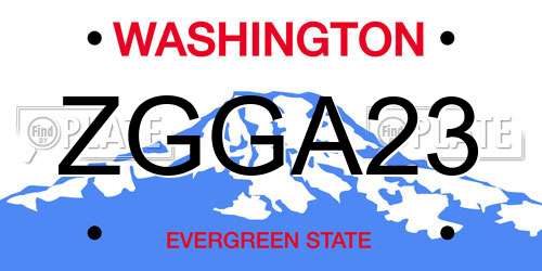 ZGGA23 Washington License Plate