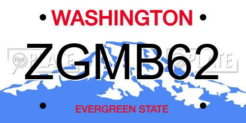 ZGMB62 Washington License Plate