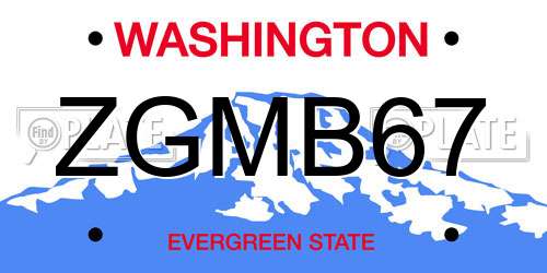 ZGMB67 Washington License Plate