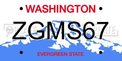 ZGMS67 Washington License Plate