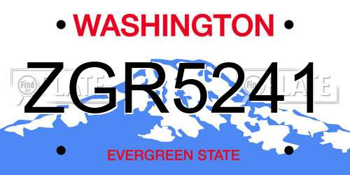 ZGR5241 Washington License Plate