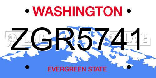 ZGR5741 Washington License Plate