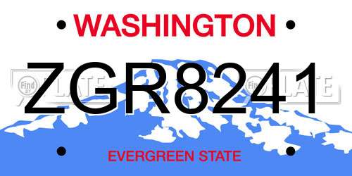 ZGR8241 Washington License Plate