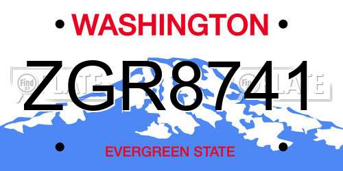 ZGR8741 Washington License Plate