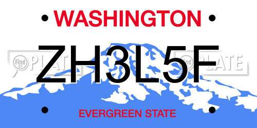 ZH3L5F Washington License Plate