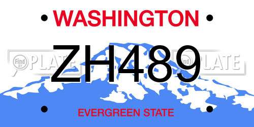 ZH489 Washington License Plate