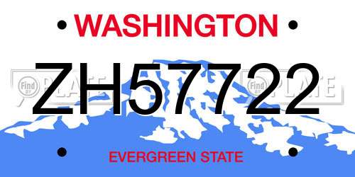 ZH57722 Washington License Plate