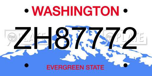ZH87772 Washington License Plate