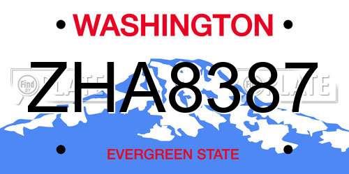 ZHA8387 Washington License Plate
