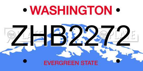 ZHB2272 Washington License Plate