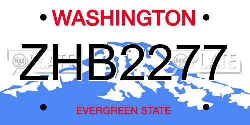 ZHB2277 Washington License Plate