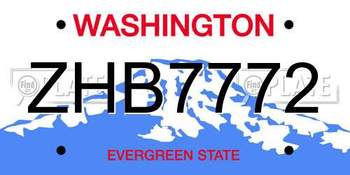 ZHB7772 Washington License Plate