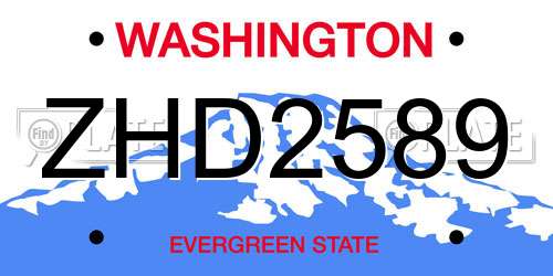 ZHD2589 Washington License Plate