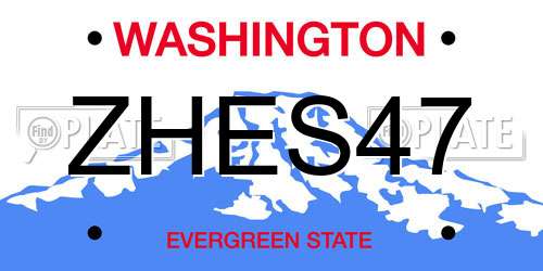 ZHES47 Washington License Plate