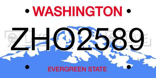 ZHO2589 Washington License Plate