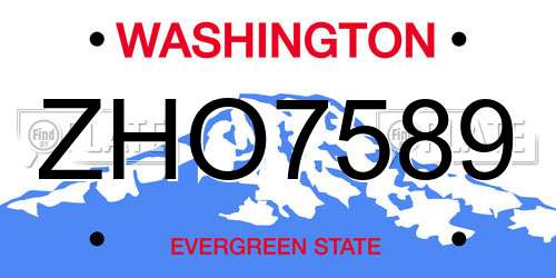 ZHO7589 Washington License Plate