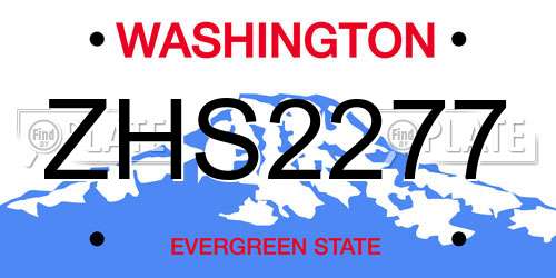 ZHS2277 Washington License Plate