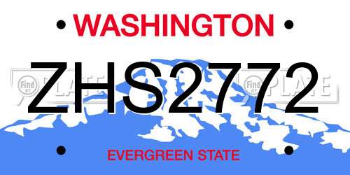 ZHS2772 Washington License Plate