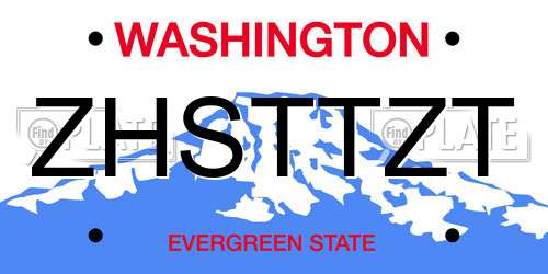 ZHSTTZT Washington License Plate
