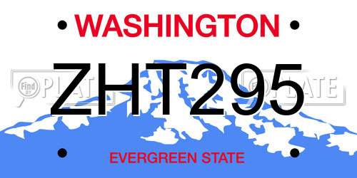 ZHT295 Washington License Plate