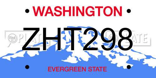 ZHT298 Washington License Plate