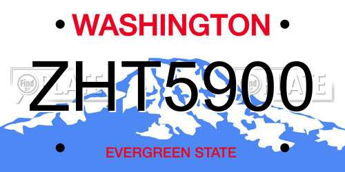 ZHT5900 Washington License Plate