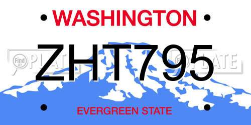 ZHT795 Washington License Plate