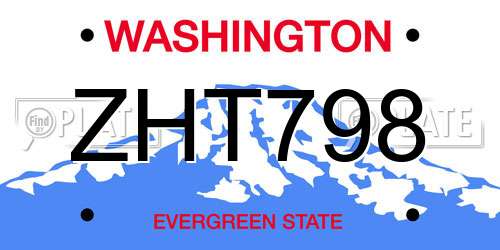 ZHT798 Washington License Plate