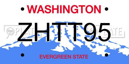 ZHTT95 Washington License Plate
