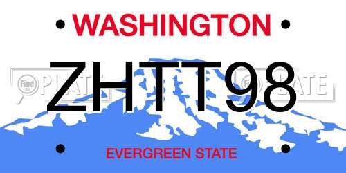 ZHTT98 Washington License Plate