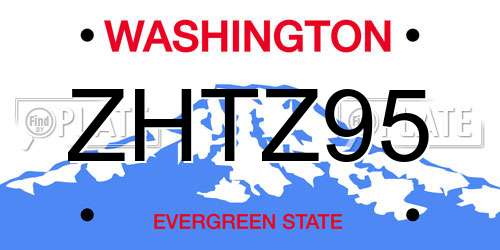 ZHTZ95 Washington License Plate