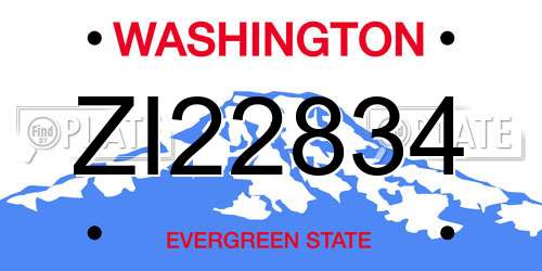 ZI22834 Washington License Plate