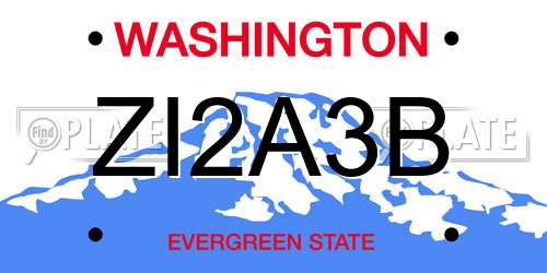 ZI2A3B Washington License Plate