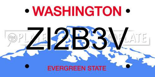 ZI2B3V Washington License Plate