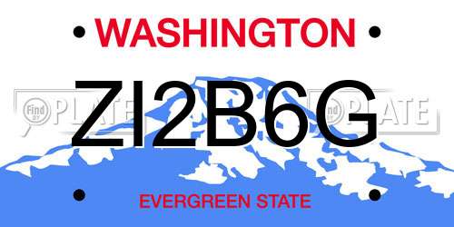 ZI2B6G Washington License Plate