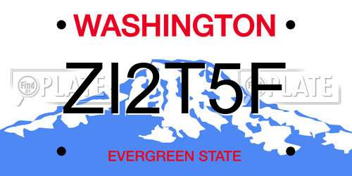ZI2T5F Washington License Plate