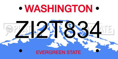 ZI2T834 Washington License Plate