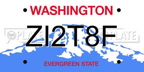 ZI2T8F Washington License Plate