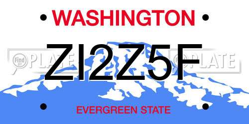 ZI2Z5F Washington License Plate