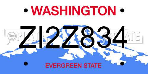 ZI2Z834 Washington License Plate